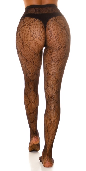 Fishnet Tights with Pattern Black